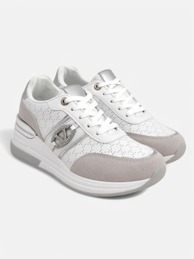 Sneakers pour femmes Melania Bianca avec talon compensé de 6 cm en cuir écologique