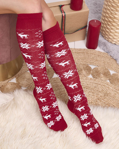 Chaussettes longues de Noël marron pour femmes - Sous-vêtements