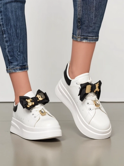 Royalfashion Baskets plateforme pour femmes avec un nœud Genimma