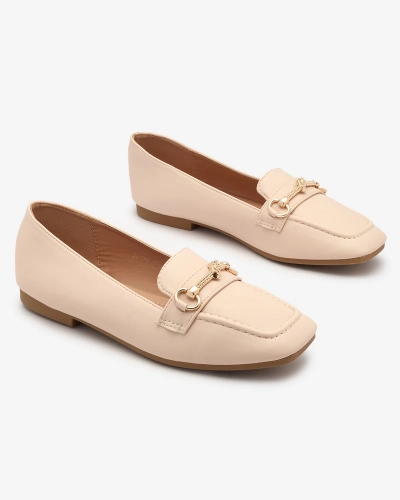 Royalfashion Mocassins pour femme beige avec ornements dorés Olerika