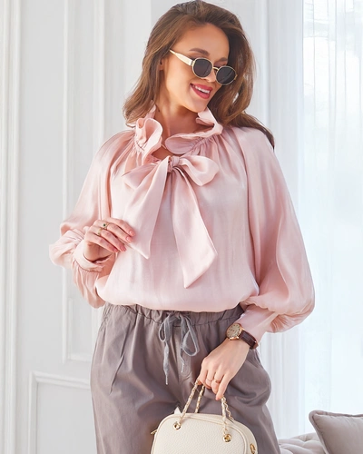 Royalfashion Chemisier scintillant pour femmes avec col décoratif