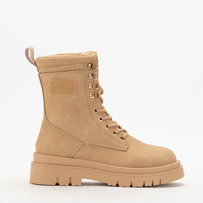 Boots femme beige Perlss- Chaussures