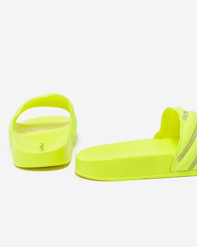 OUTLET Chaussons femme jaune fluo avec zircon cubique Erikis - Footwear