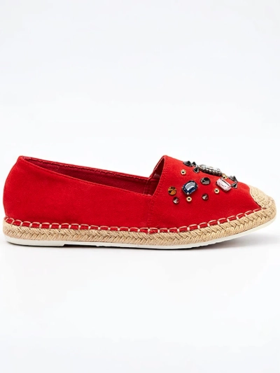 Espadrilles rouges pour femmes en éco-daim avec zircons cubiques Mediros - Footwear