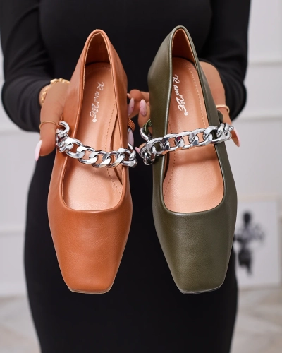 Ballerines noires pour femme avec chaîne Serima - Footwear