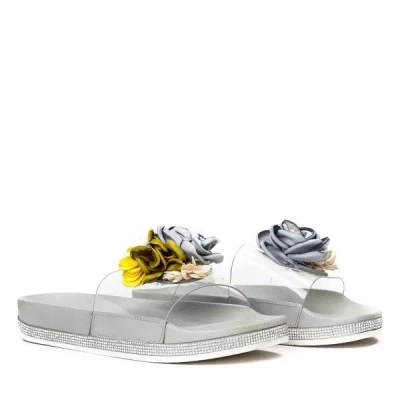 OUTLET Chaussons gris avec fleurs décoratives de Novia - Chaussures