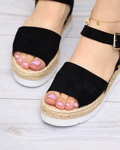 OUTLET Sandales compensées noires pour femmes Setovia - Chaussures