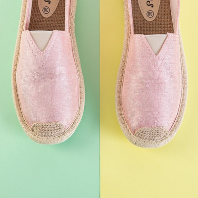 OUTLET Espadrilles roses pour femmes avec un fil brillant Hagenti - Chaussures