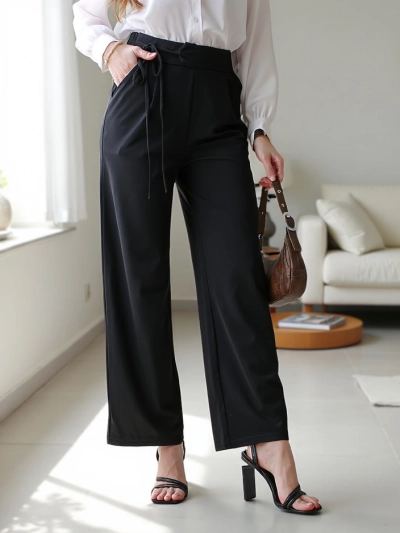Pantalons larges pour femmes Royalfashion avec liens sur les côtés