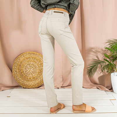 Pantalon droit beige pour femme - Vêtements