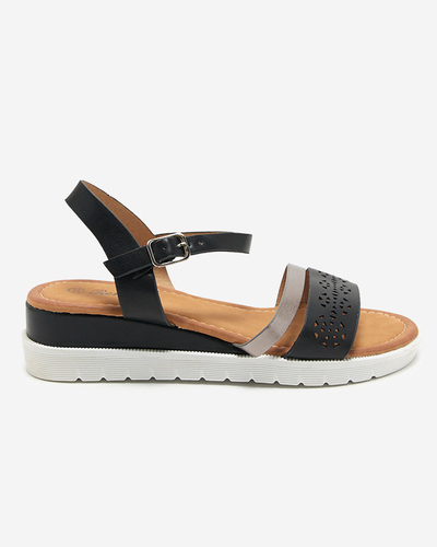 OUTLET Sandales femme noires à semelle compensée basse Dotif- Footwear