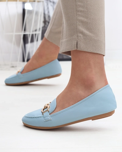 Mocassins en éco-cuir pour femme avec ornement en bleu Qivett- Footwear