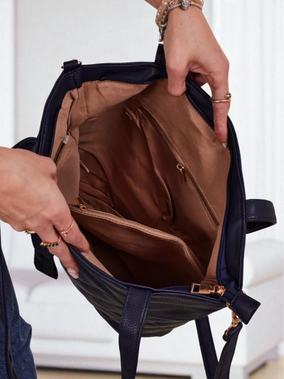 Aurelia Granatowa Sac Shopper A4 en cuir écologique, Grand avec bandoulière