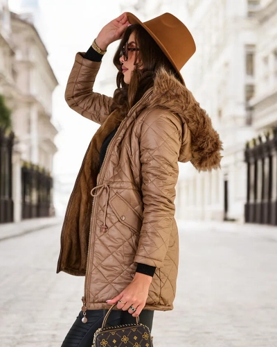 Royalfashion Veste matelassée pour femme en marron