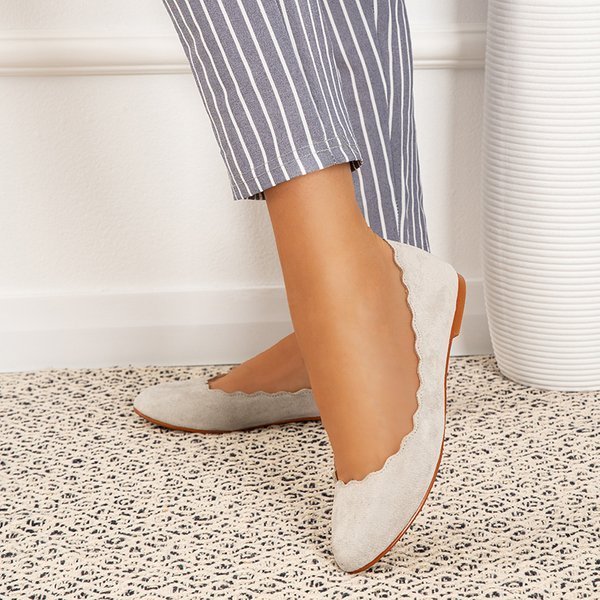 OUTLET Ballerines femme gris clair en daim écologique Antonelia - Footwear