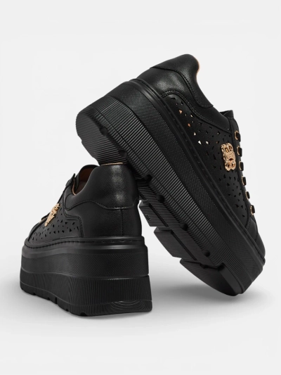 Baskets de sport ajourées en cuir naturel pour femmes Atelle