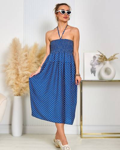 Royalfashion Robe à pois longueur genou pour femme