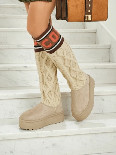Bottes hautes de type bottes de neige pour femmes avec tige Anane