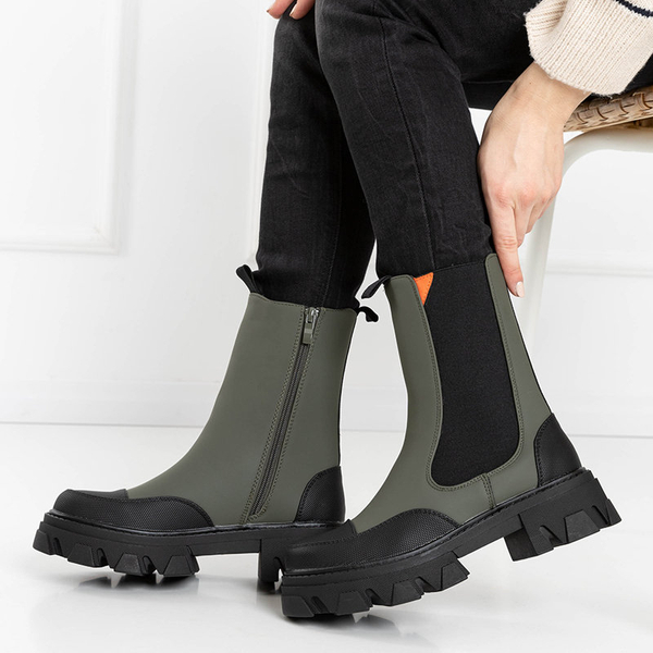 Bottes pour femmes vert foncé sur une semelle massive Rosidi - Chaussures