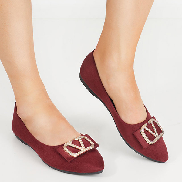Ballerines bordeaux pour femmes avec ornement sur le bout Cavo - Footwear