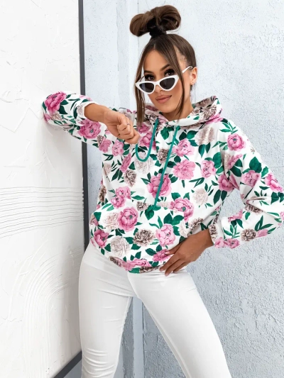 Sweatshirt floral pour femmes a'la velours
