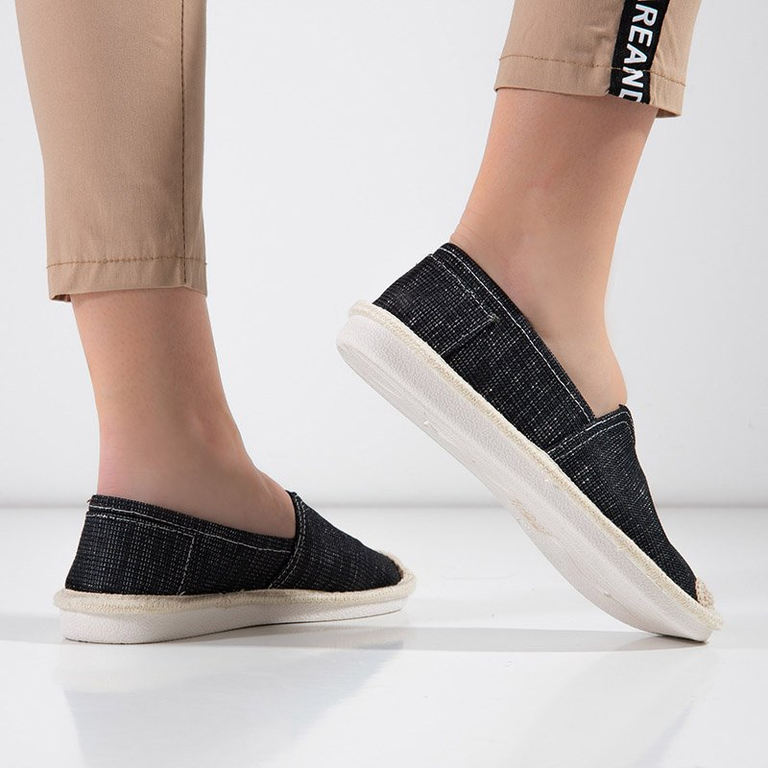 OUTLET Espadrilles noires pour femme avec un fil brillant Hagenti - Chaussures