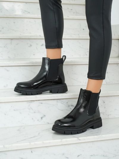 Bottines en cuir écologique verni Oryss