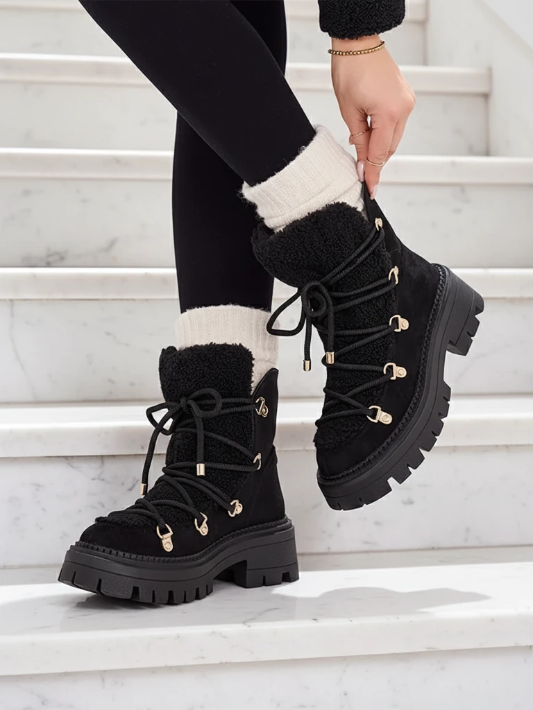 Royalfashion Bottes de neige Lozin à lacets pour femme
