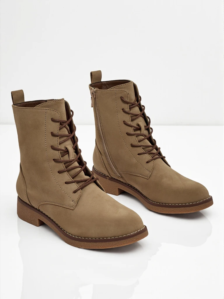 Bottines lacées mates en cuir écologique pour femmes Treviline
