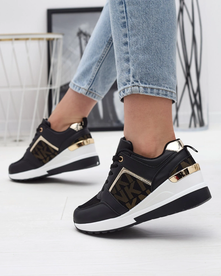 Baskets sportives à talons pour femme en noir Foqso- Footwear