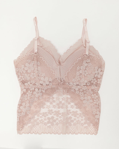 Soutien-gorge bralette dentelle poudrée rose femme - Sous-vêtements