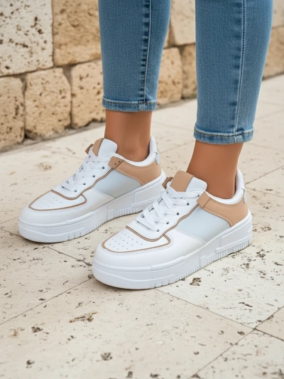 Sneakers pour femmes Aristea Azzurro en cuir écologique à semelle plate de 4 cm