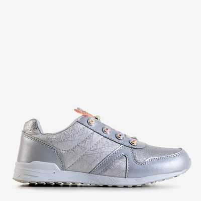 OUTLET Chaussures de sport pour enfants en argent avec décorations Demiak - Chaussures