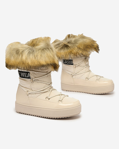 Royalfashion Beige slip-on boots a'la snow boots for women Gomllo