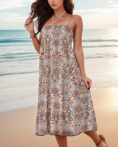 Royalfashion Robe midi pour femme avec imprimé