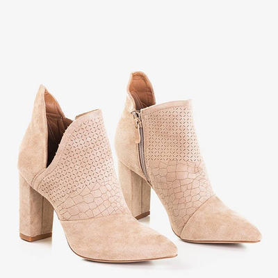 Bottines femme marron clair sur un montant supérieur avec une coupe Fimoli - Footwear