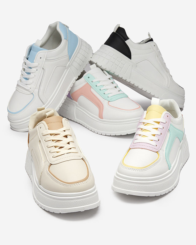 OUTLET Chaussures de sport en éco-cuir bleu et blanc pour femmes sur la plateforme Cerecha - Footwear