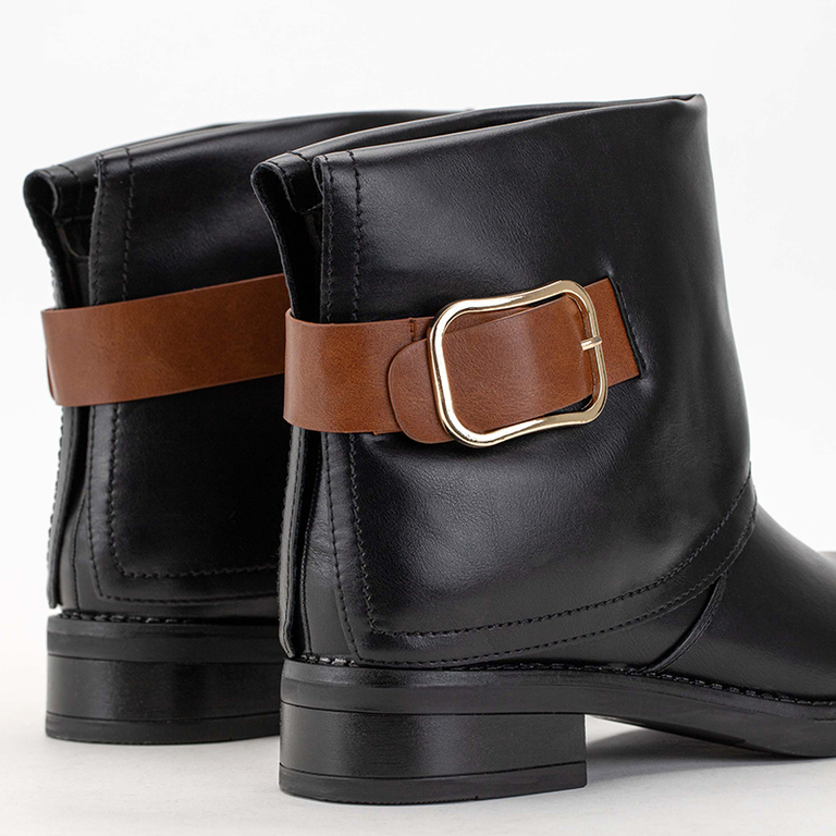 Bottines femme noires à talons plats Nerela - Chaussures