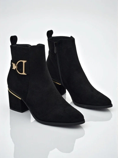 Bottines femme en daim écologique à talon bloc Calyssa