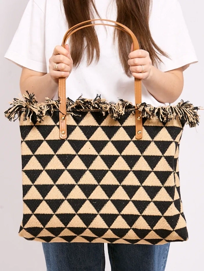 Sac besace tressé marron sur chaîne dorée - Sacs à main