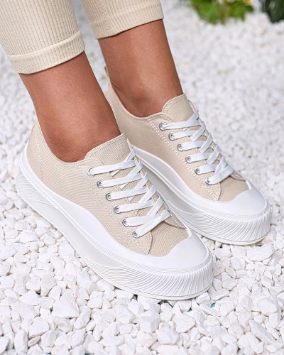OUTLET Royalfashion Baskets de sport beige à plateforme Luceri