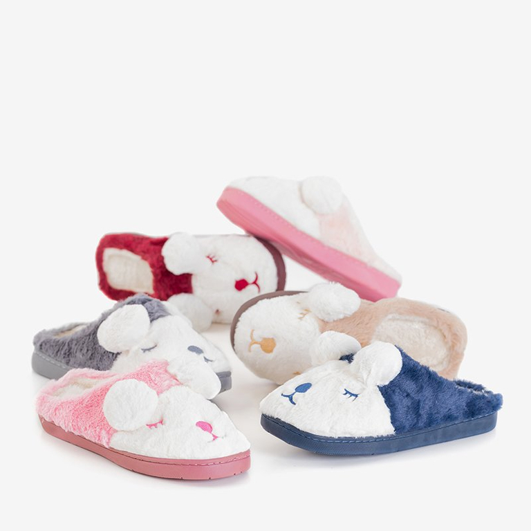 Chaussons unis femme gris et blanc - Chaussures