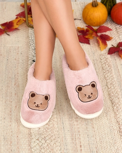 Royalfashion Pantoufles violettes en fourrure pour femme avec ours en peluche Hettres