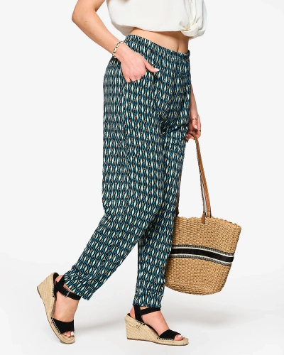 Pantalon à motifs noir et bleu en tissu pour femme a'la alladins PLUS SIZE- Clothing