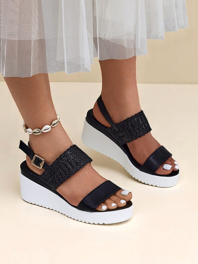 Sandales compensées Royalfashion Cassia Nero - confort et style pour l'été