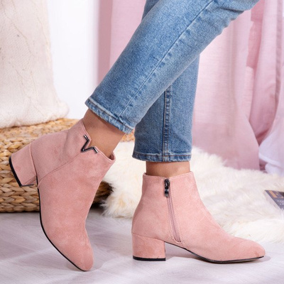 Bottes roses sur un pied bas Roni - Chaussures 1