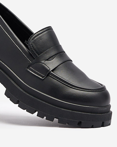 Mocassins noirs en cuir écologique pour femmes Firlonna- Footwear