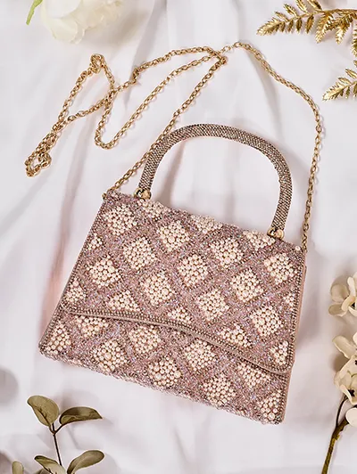 Royalfashion Petit sac à main pour femmes avec zirconia et perles