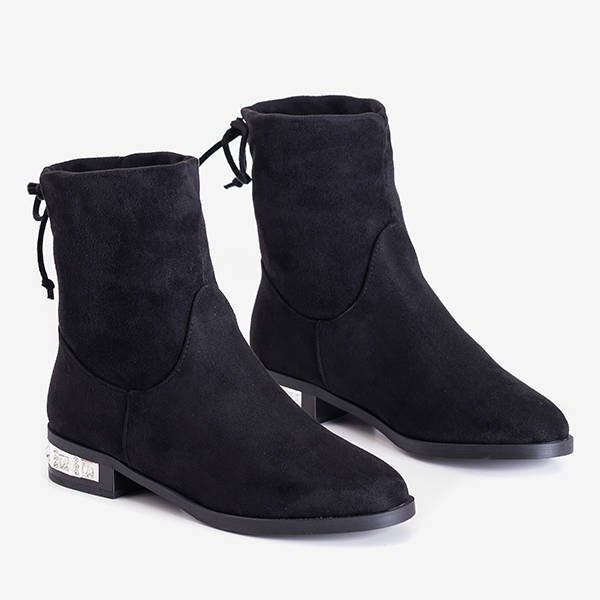 Bottines noires à talons plats avec décorations Teodorana - Footwear