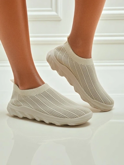 Slip-ons pour femmes Arete Beige, baskets respirantes en tissu